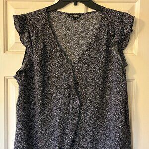 Express Navy Blue/White speckled top